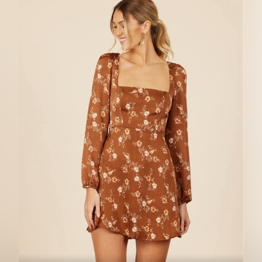 Park & Fifth Harper Mini Dress in Brown - Lareto - Size XS